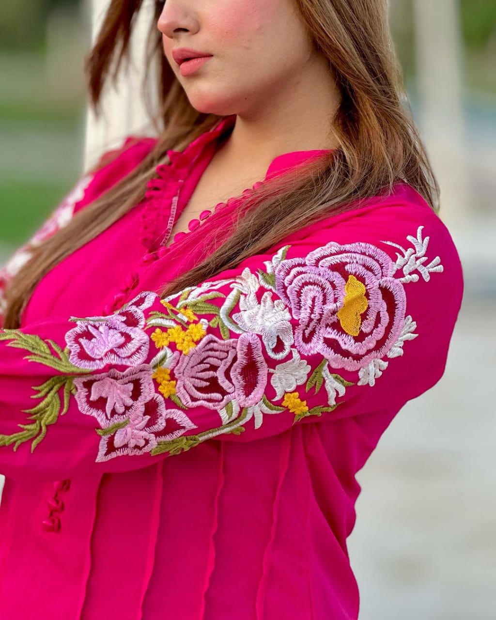 Hoor Flower sleeves Embroidery 2Pc